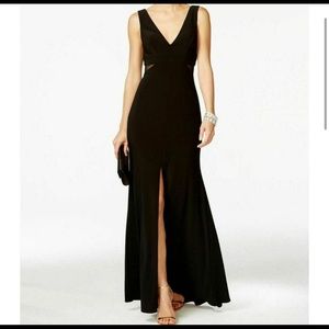 Xscape 2 Black Illusion Sheer Mesh Long Gown